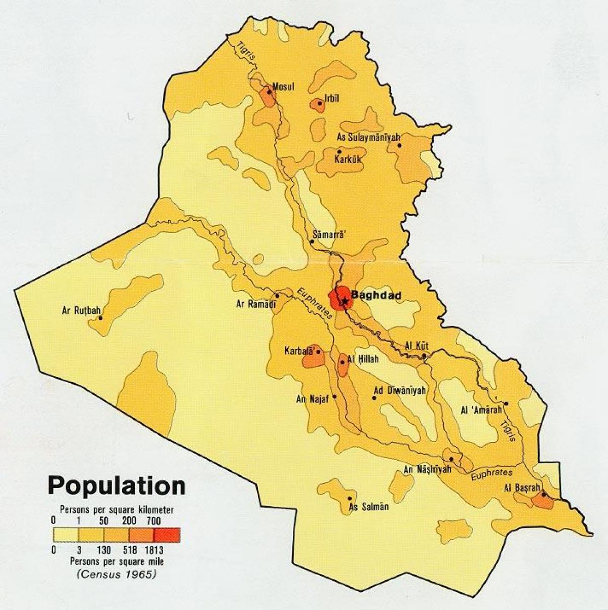แผนที่ของอิรักประชากร