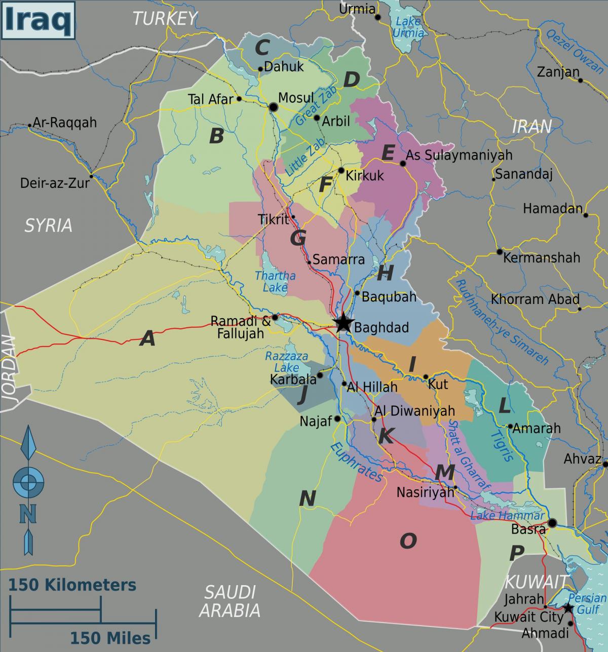 แผนที่ของอิรักตอนดินแดน