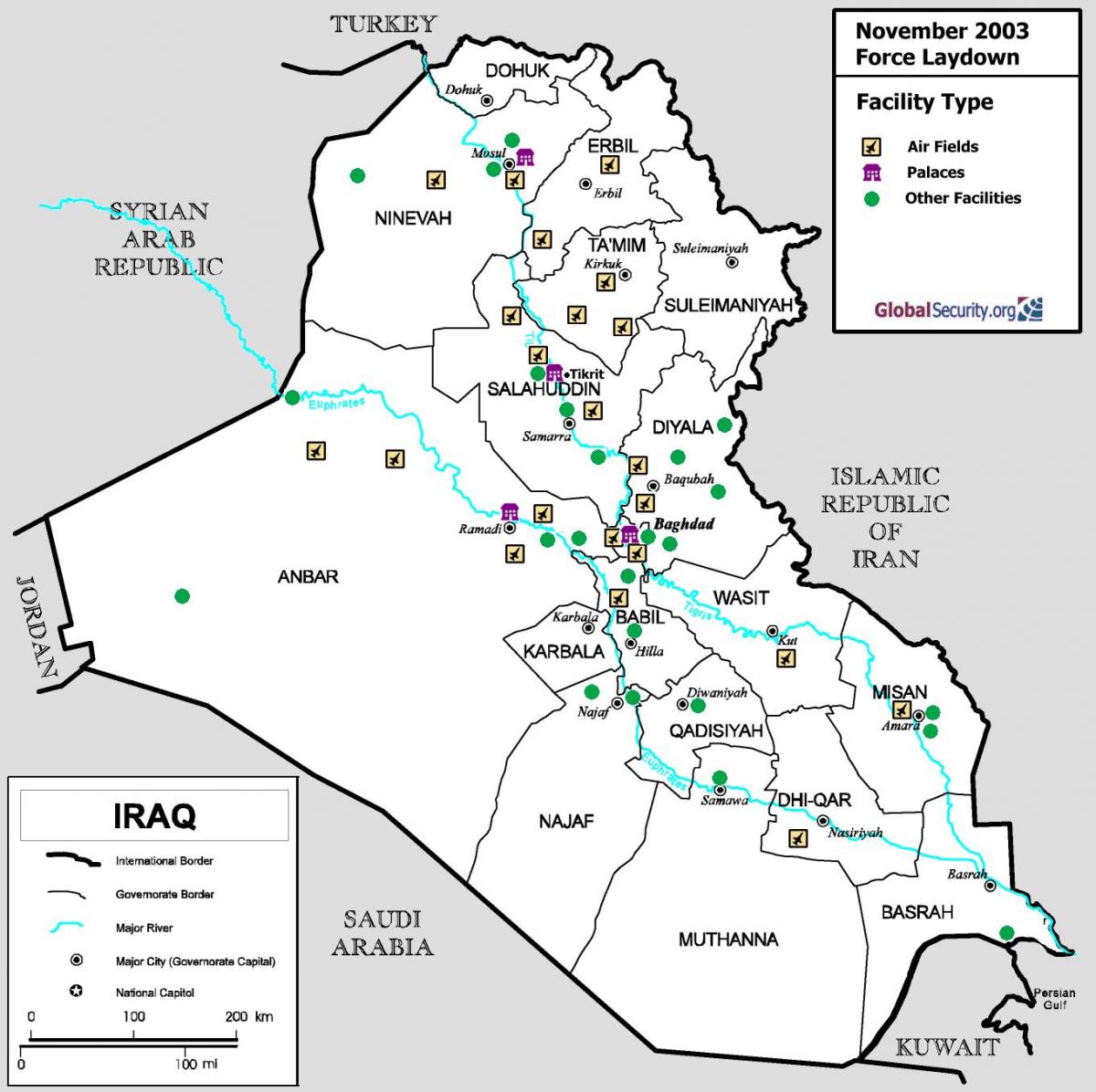 แผนที่ของอิรักสนามบิน