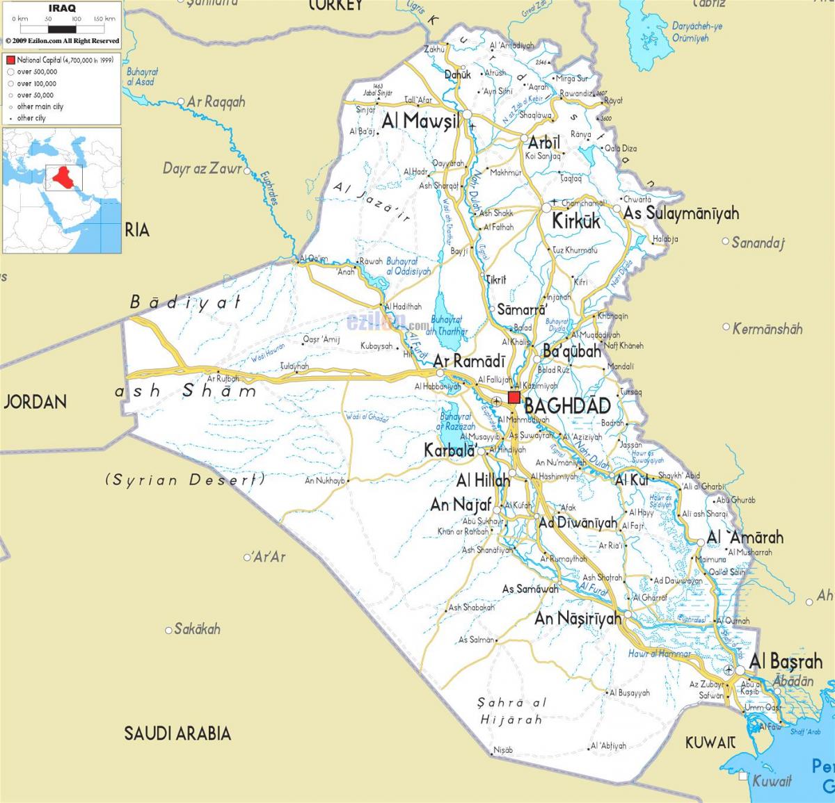 แผนที่ของอิรักแม่น้ำ